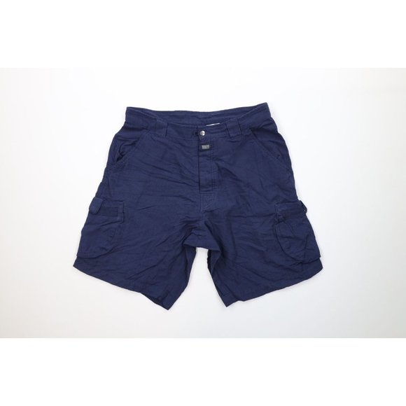 Vintage Nike Limited Edition Mens Large Faded Above Knee Cargo Shorts Navy Blue - Picture 1 of 12